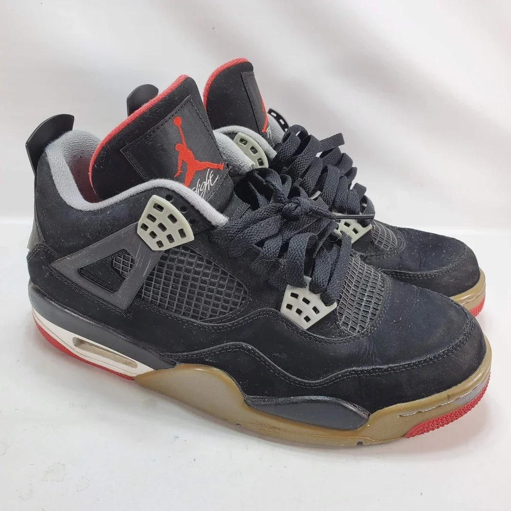 Jordan Air Jordan 4 Retro Mens 9 Black Bred 2012 308497-089‎ Basketball Shoes